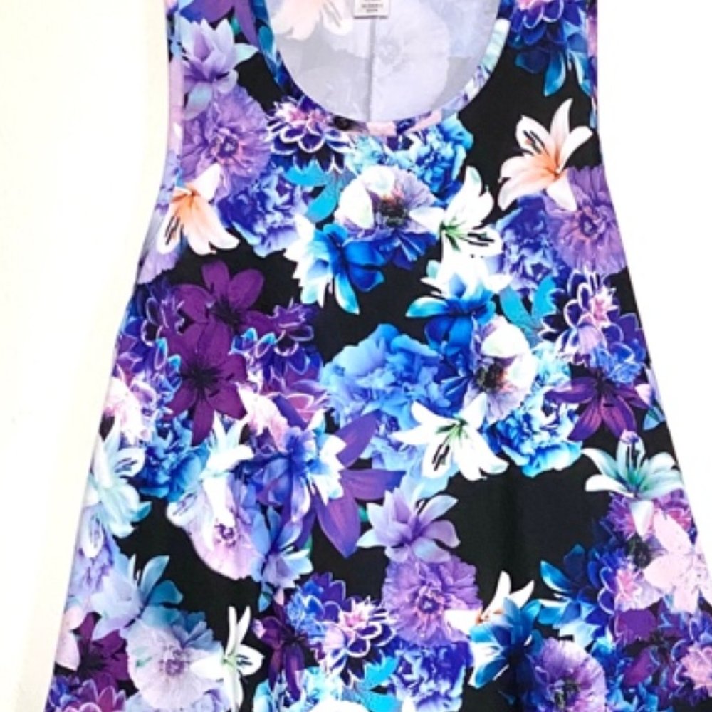 Floral Maxi Dress ~ Hi Low ~ Watercolor Purples & Blues ~ 22 / 24 - Picture 4 of 6